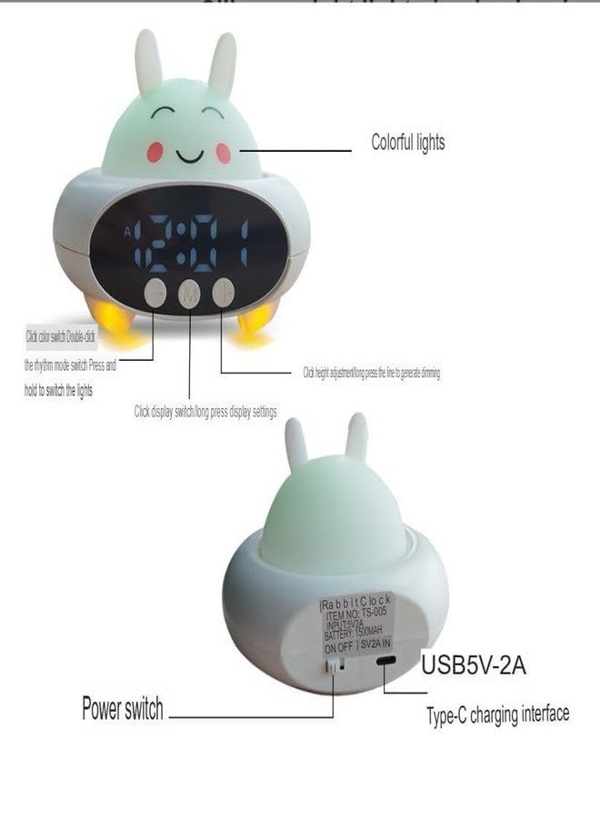 PASHANDOZ Rabbit Design Loud Alarm Clock with Bluetooth Speaker and Light Kids and Parents Bed Room Bed Side Desk Digital Watch Cartoon Design Smart Alarm Clock for Heavy Sleepers (Small) - Image 2